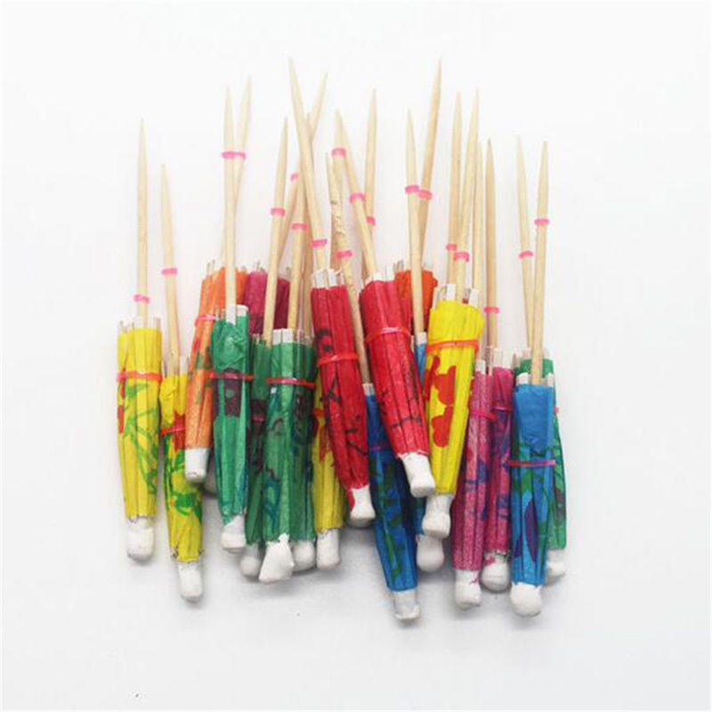 40Pcs Paper Cocktail Parasols Umbrellas Party Wedding Supplies Luau Drink Stick