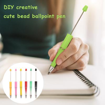 10 ks korálkových DIY per s barevnými korálky a doplňovatelným inkoustem, hladce píšící kuličkové pero, kreativní řemeslo pro děti, zábavné školní potřeby
