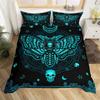 Butterfly And Death Moth Duvet Cover Queen Gothic Skull Flower Star Sky Moon Bedding Set Polyester Boho Exotic Black Quilt Cover