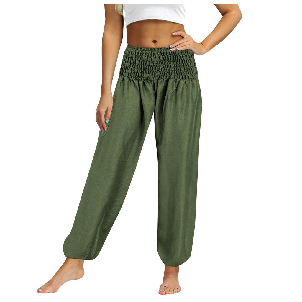 Women's Solid Color Loose Large Elastic Waist  Casual Yoga Breathable Dance Pants