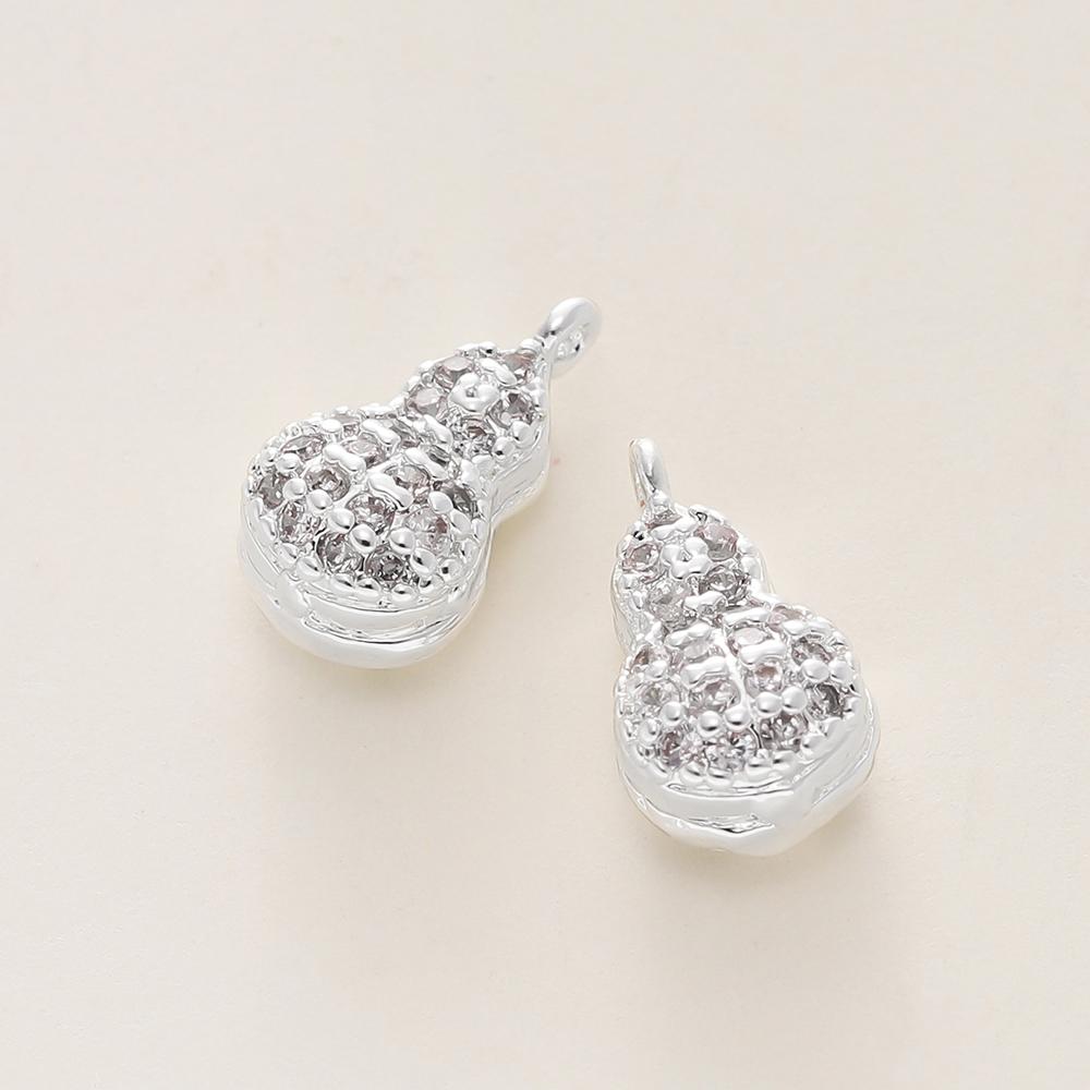 2pcs/pack 18K Gold Color Plated Copper Zircon Gourd Shape Pendants For DIY Bracelet Necklace Jewelry Making Accessories