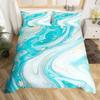 Blue Marble Duvet Cover, Geometric Comforter Cover Twin Queen Size Golden Stone Pattern Bedding Set Abstract Trippy Quilt Cover