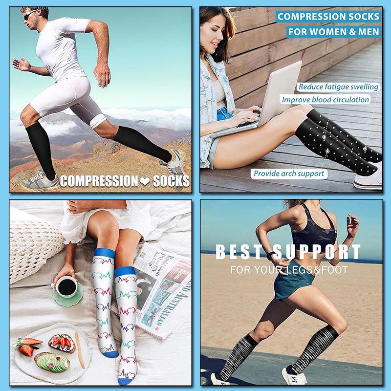 Compression Knee-high Socks Set for Running and Sports - Graduated Support, Multiple Pairs (3/4/6/8)
