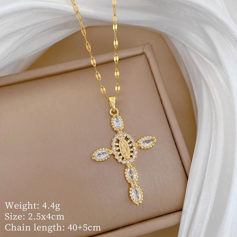 Non-Fading Stainless Steel Punk Hip-Hop Style Necklace Temperament Simple Front Buckle Collarbone Chain
