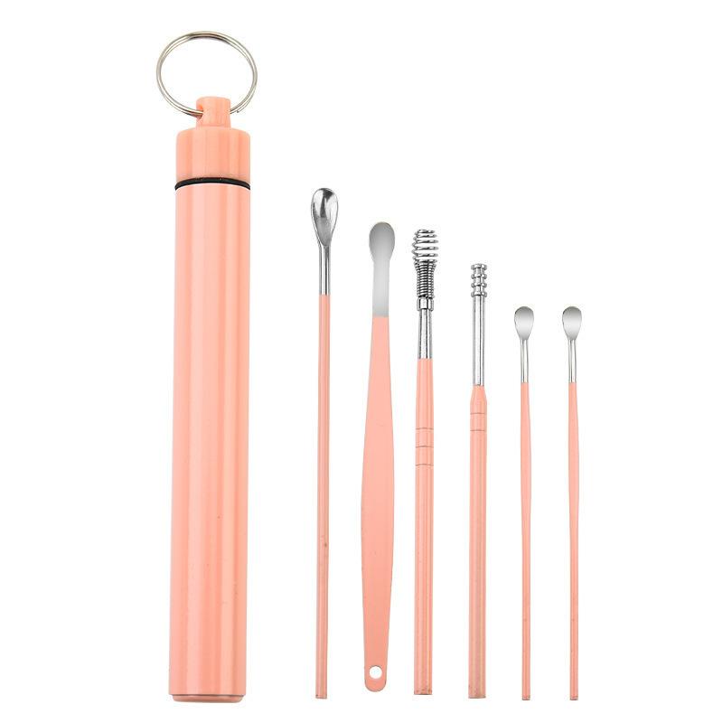 6PCS Stainless Steel Earpick Ear Cleaner Spoon Ear Care Cleaning Tool Earwax Removal Kit Ear Pick Vax Remover Cleanser Health