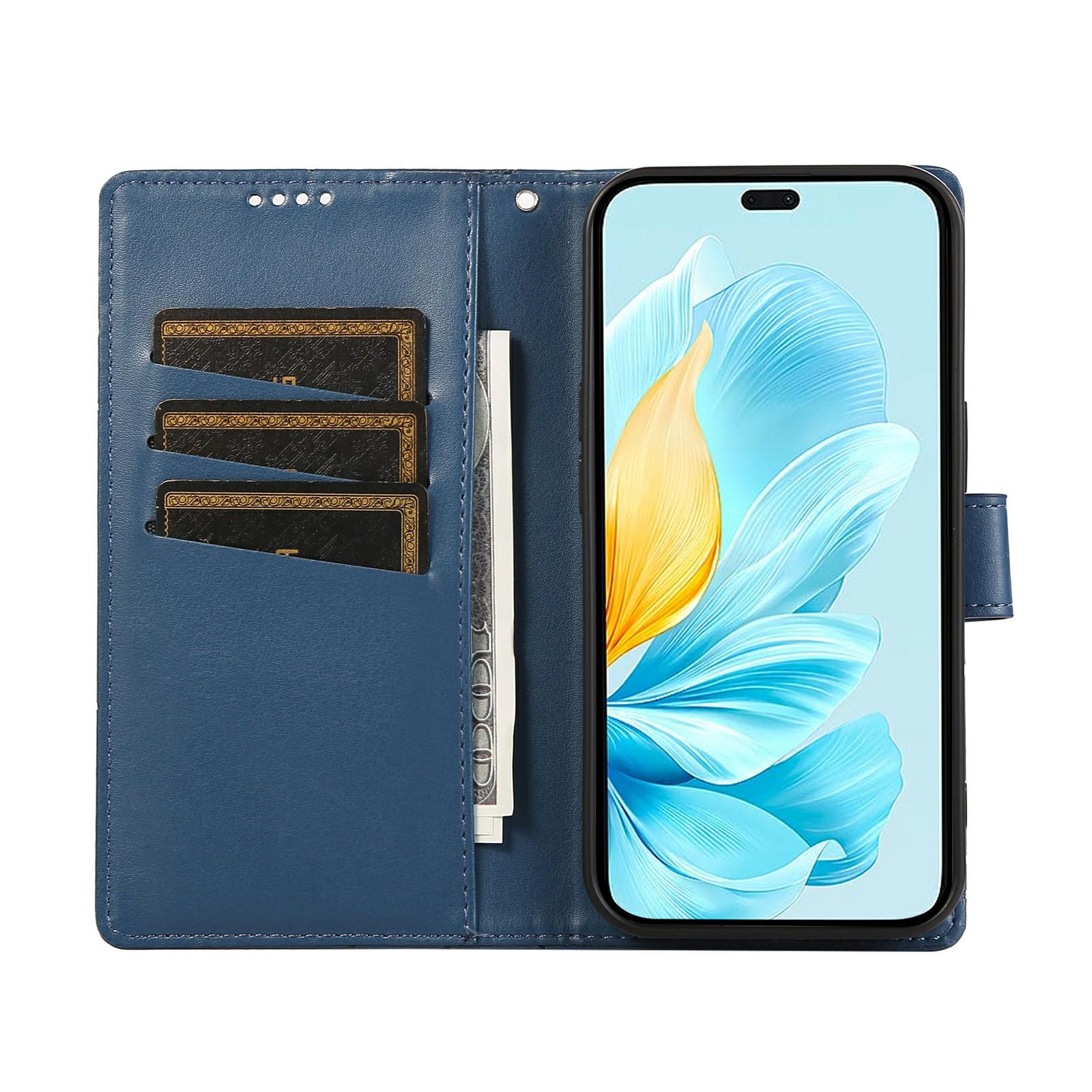 

For Honor 300 Phone Case Line Imprint Leather Wallet Cover Black