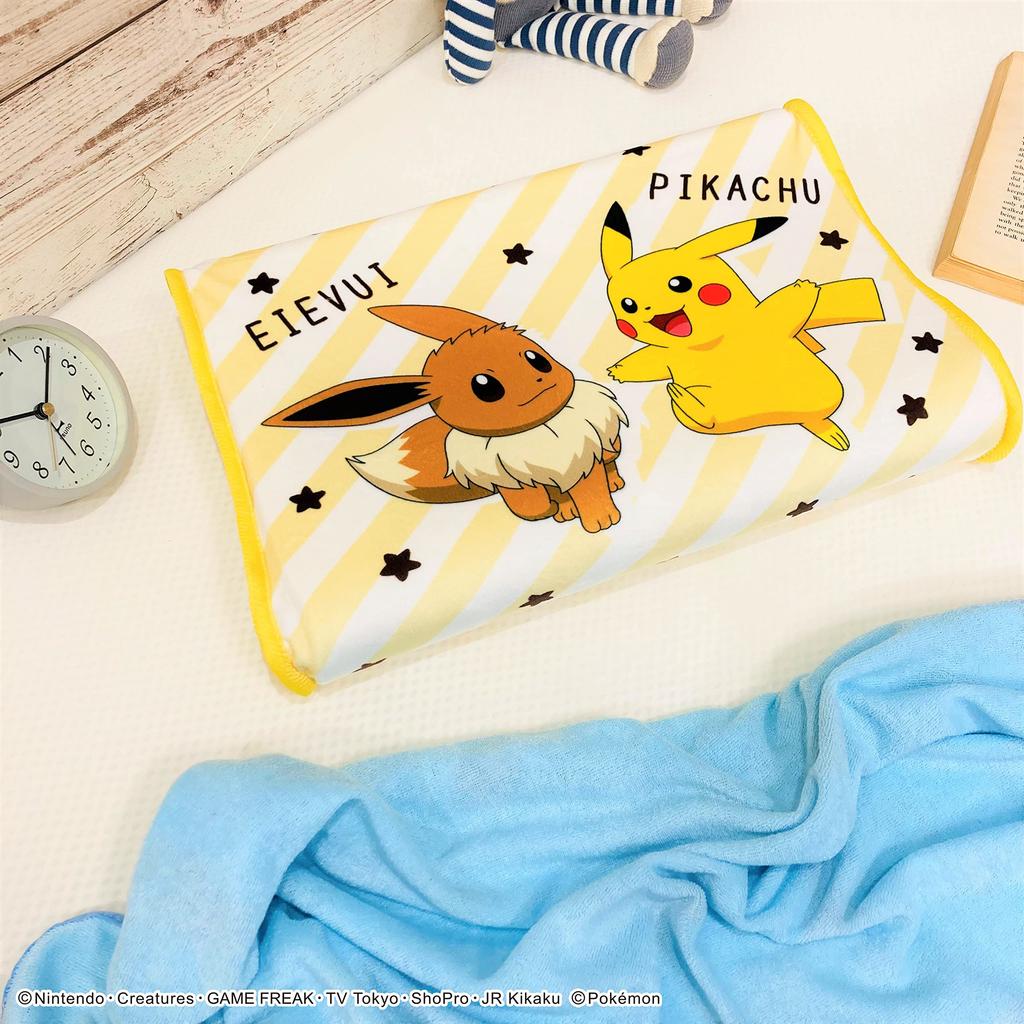 MORIPiLO Memory Character 364136 Kids' Pillow, Junior, Foam, Pokemon, Pikachu, Eevee, Yellow, 35x25x5cm, Children's Pillow, Plush, Goods, Low-Profile,