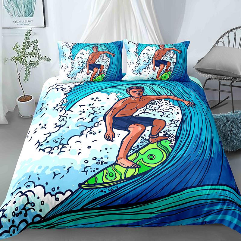 Ocean Wave Duvet Cover Set Beach With Foamy Waves Twin Bedding Set Sea Shore Holiday Theme Queen King Size Quilt Cover