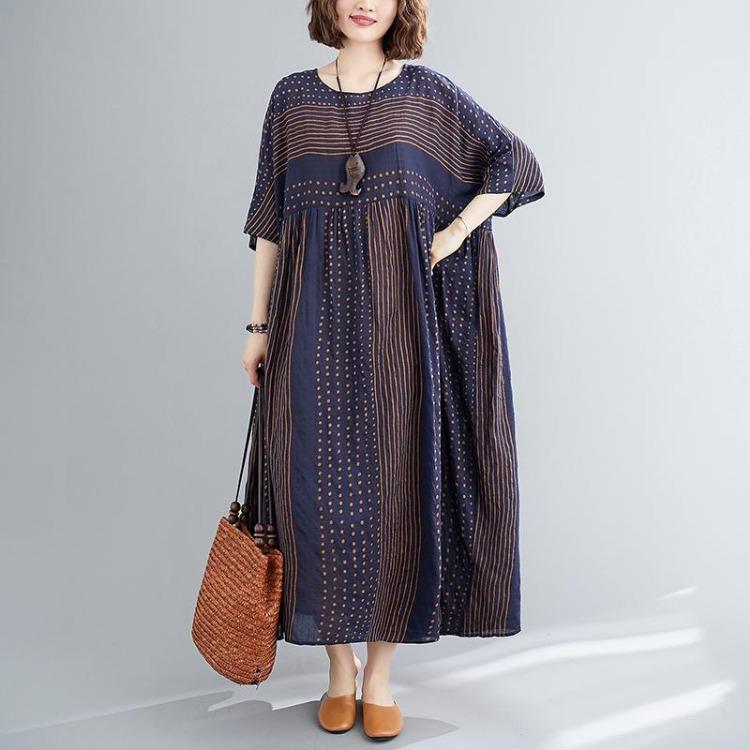 Damen Übergröße Sommer Baumwolle Locker Langes Kleid