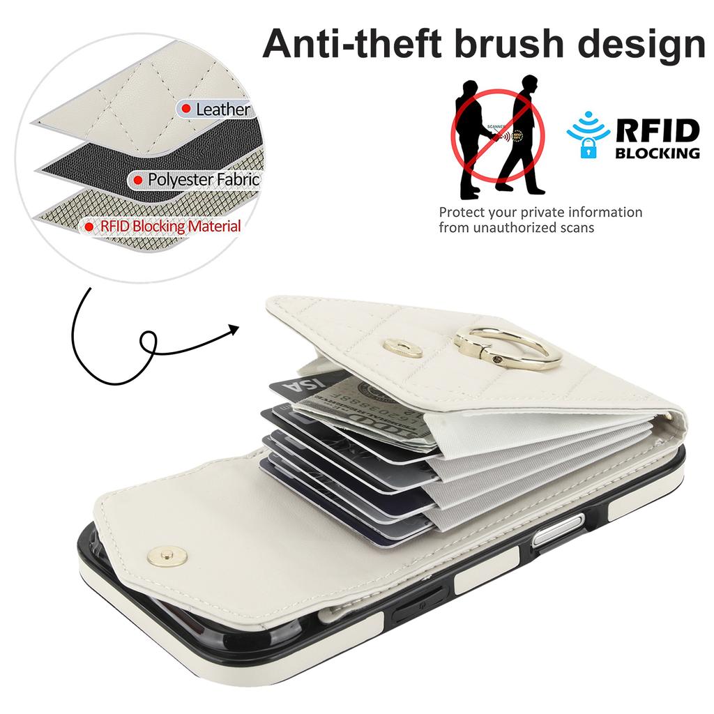 For iPhone Air Case RFID Blocking Card Bag Leather + TPU Crossbody Phone Cover with Ring Kickstand