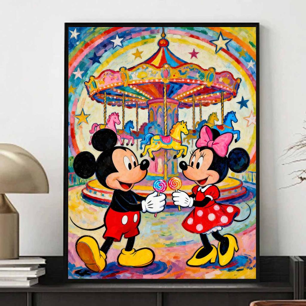Disney Diamond Painting Full Drill Mosaic Painting Kit Handmade Diy Home Decoration Gift Mickey Minnie Carousel Candy