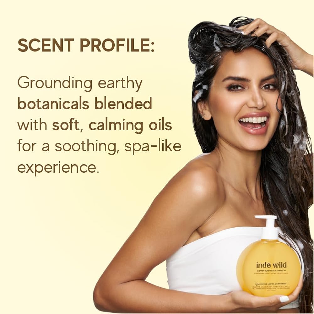 inde wild Champi Bond Repair Shampoo | Anti Hair Fall Shampoo for Hair Growth & Strengthening | Ayurvedic Scalp Cleansing Shampoo for Damaged