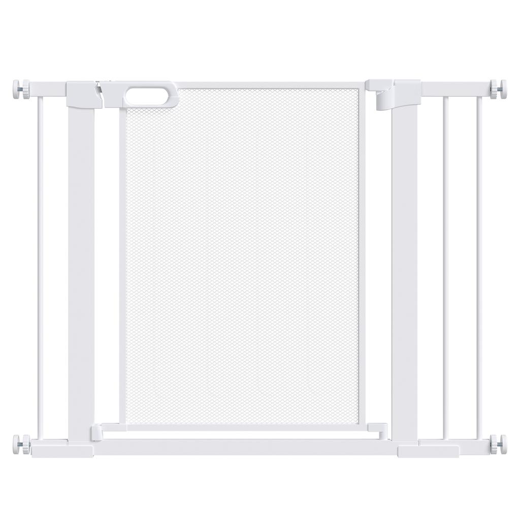 Pet Safety Gate, for Doorways, Staircases, Hallways, with Extensions Kit, 75-103cm - White