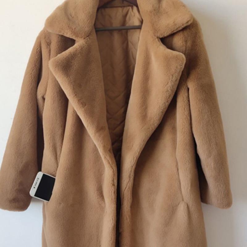 New Winter Imitation Rabbit Fur Coat Women's Extended Knee Imitation Fur Jacket Thickened Warm Plush Jacket