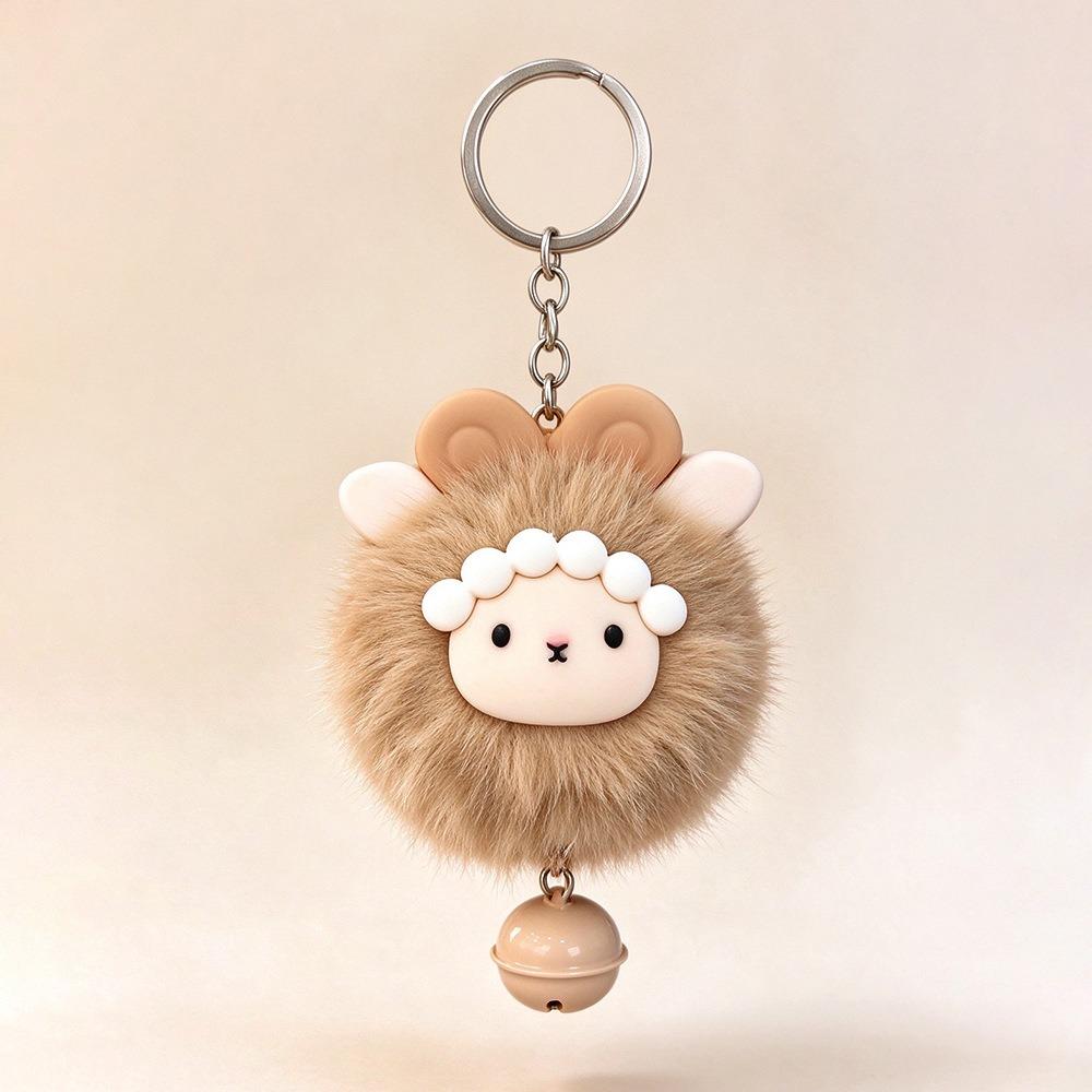 Metal Bell Mini Plush Sheep Keychain Soft Fluffy Sheep Doll Ornament Chinese New Year Gift