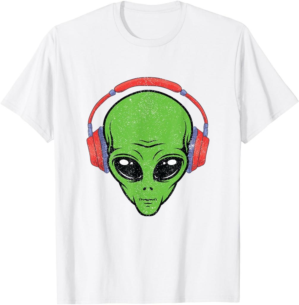 Alien Headphones Funny Halloween Gift For Outer Space Lover T-Shirt