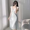 Ice Silk Pajamas Women's Summer 1011 New Sexy Lace Suspender Nightdress with Chest Pad Pure Desire One-word Shoulder Loungewear