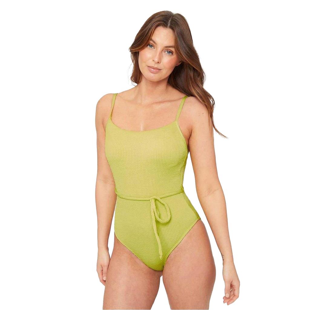 Be You Womens/Ladies Textured Belted One Piece Swimsuit