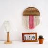 Modern Minimalist Fringed Tapestry Handmade Bohemian Living Room Decorated Semi-round Wood Tapestry D Apricot + Beige
