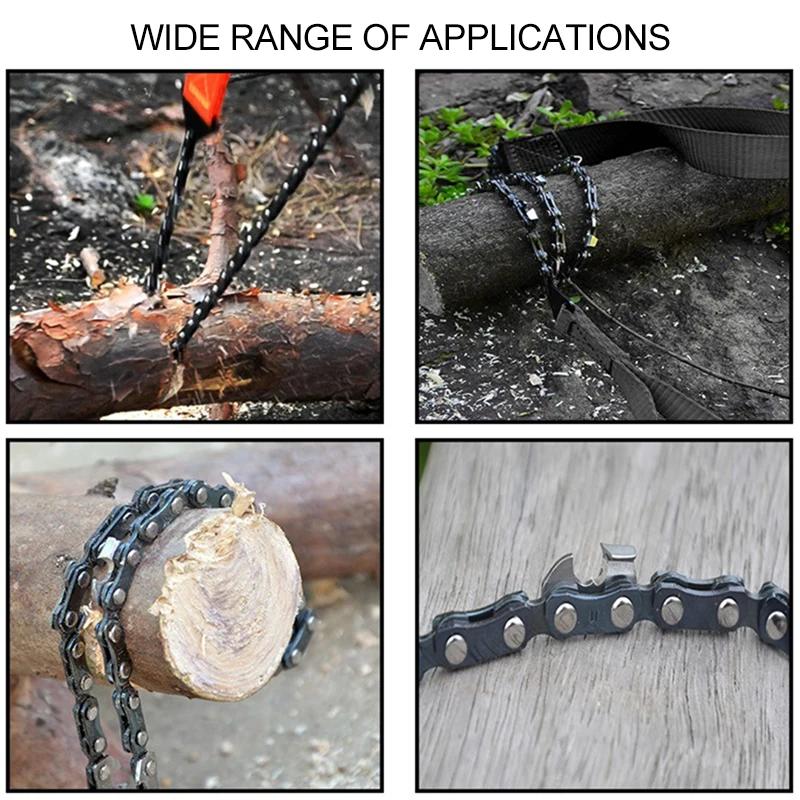 11/33 Tooth Pocket Chainsaw Rope Saw Hand Chain Saw for Tree Cutting Pocket Chain Camping Saws Outdoor Tools Camping Equipment