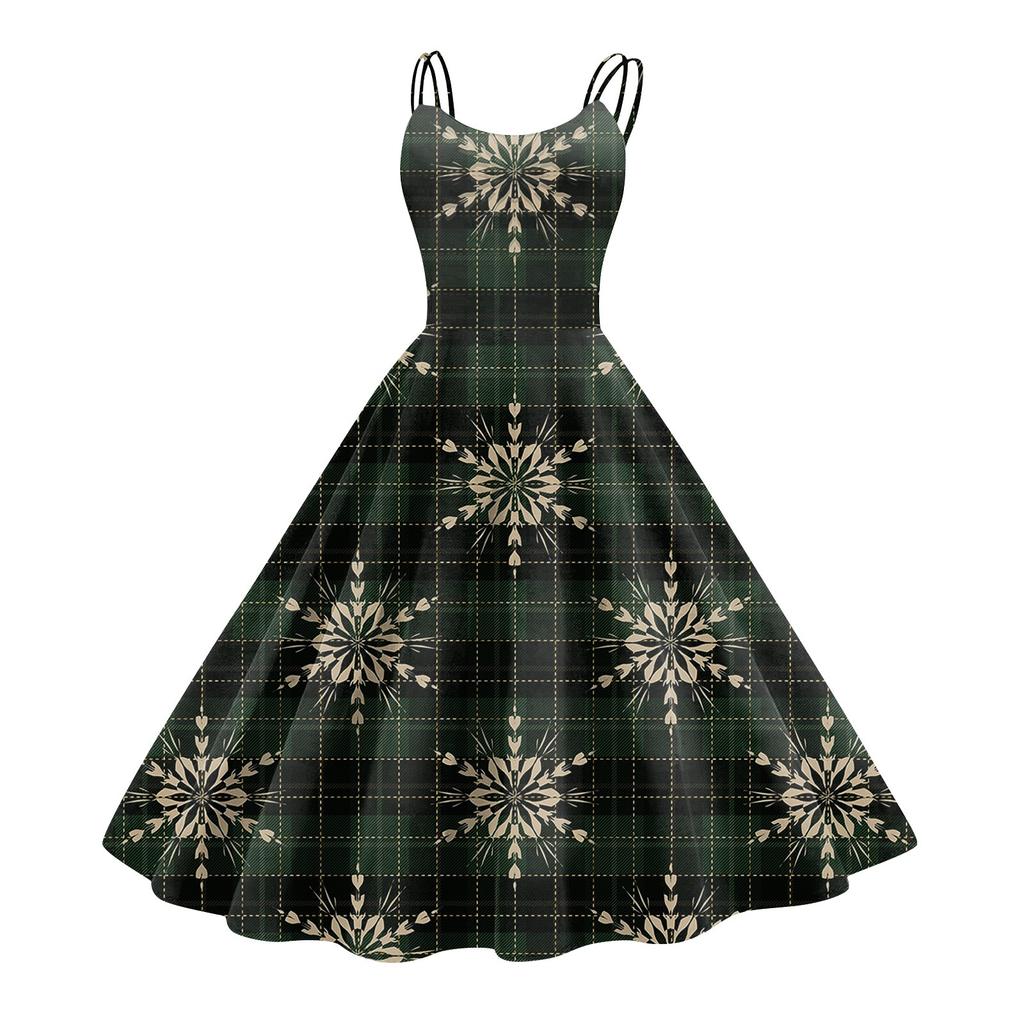 Women's Fashion Sexy Strapless Gothic Cocktail Christmas Graphic Printed Vintage Long Dresses