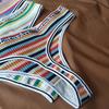 Women's Panties Classic Panty Vintage Underwear Rainbow Stripe Sweet and Cute Low Waist Panties Thong Cotton Sexy Panties Exposed Buttocks