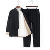 Men's Chinese Tang Suit: Cotton Linen Three-Piece Set with Stand Collar - Zen Meditation Outfit for Spring and Autumn