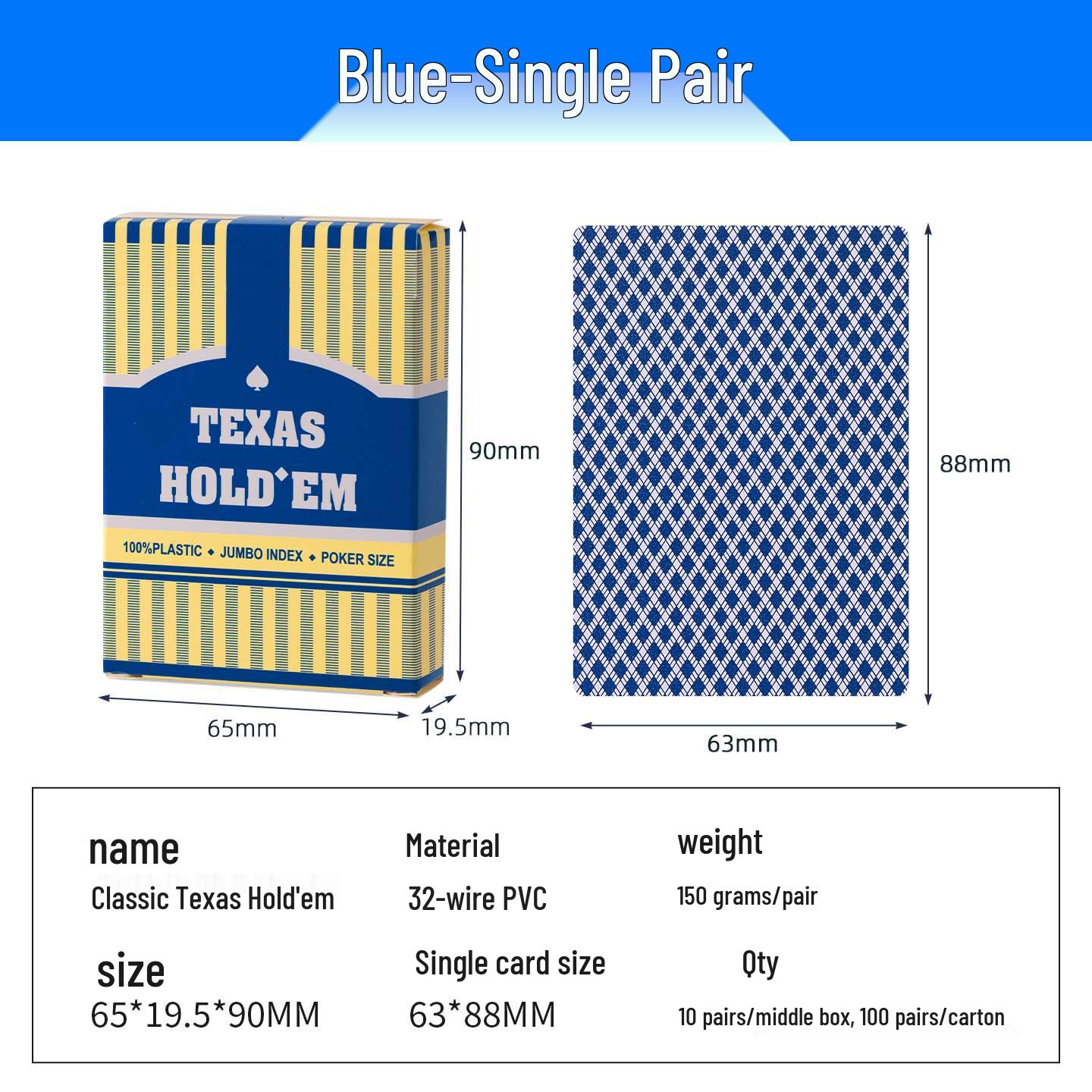 Texas Hold em Tournament 32-mil PVC Durable Large Print Waterproof Playing Cards