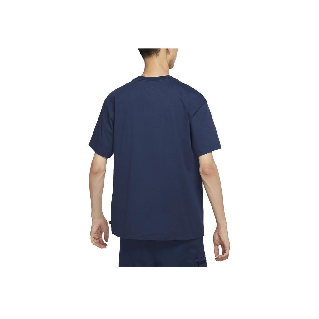 Nike Crew Neck Pullover Solid Color Printed Short Sleeve T-Shirt Men Tops Navy-Blue DV9141-410