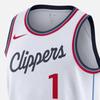 Nike X NBA Collaboration Clippers Harden Fan Edition Letter Print Crew Neck Sleeveless Basketball Jersey Men Jersey White FQ4547-103