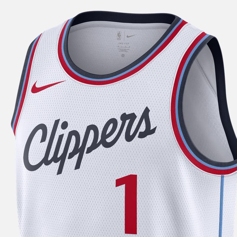 Nike X NBA Collaboration Clippers Harden Fan Edition Letter Print Crew Neck Sleeveless Basketball Jersey Men Jersey White FQ4547-103