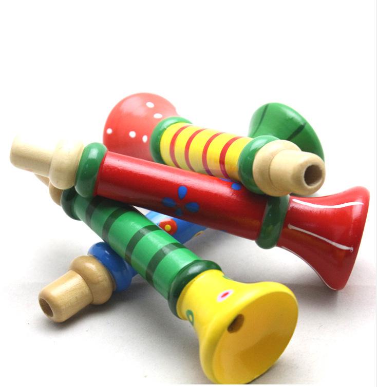 Children's Wooden Cartoon Toy Trumpet Whistle - Infant & Toddler Teaching Aid