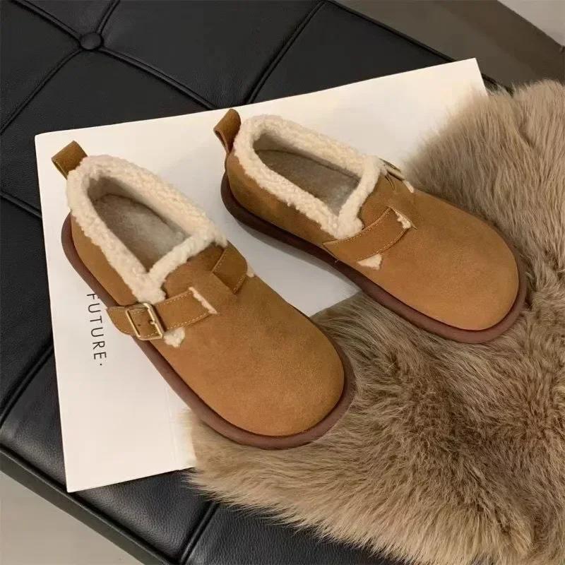 New Multifunctional Women's Wool Shoes, Retro Slip on Soft Sole, Anti Slip and Warm Brimless Cap Shoes, Thick Cotton Shoes