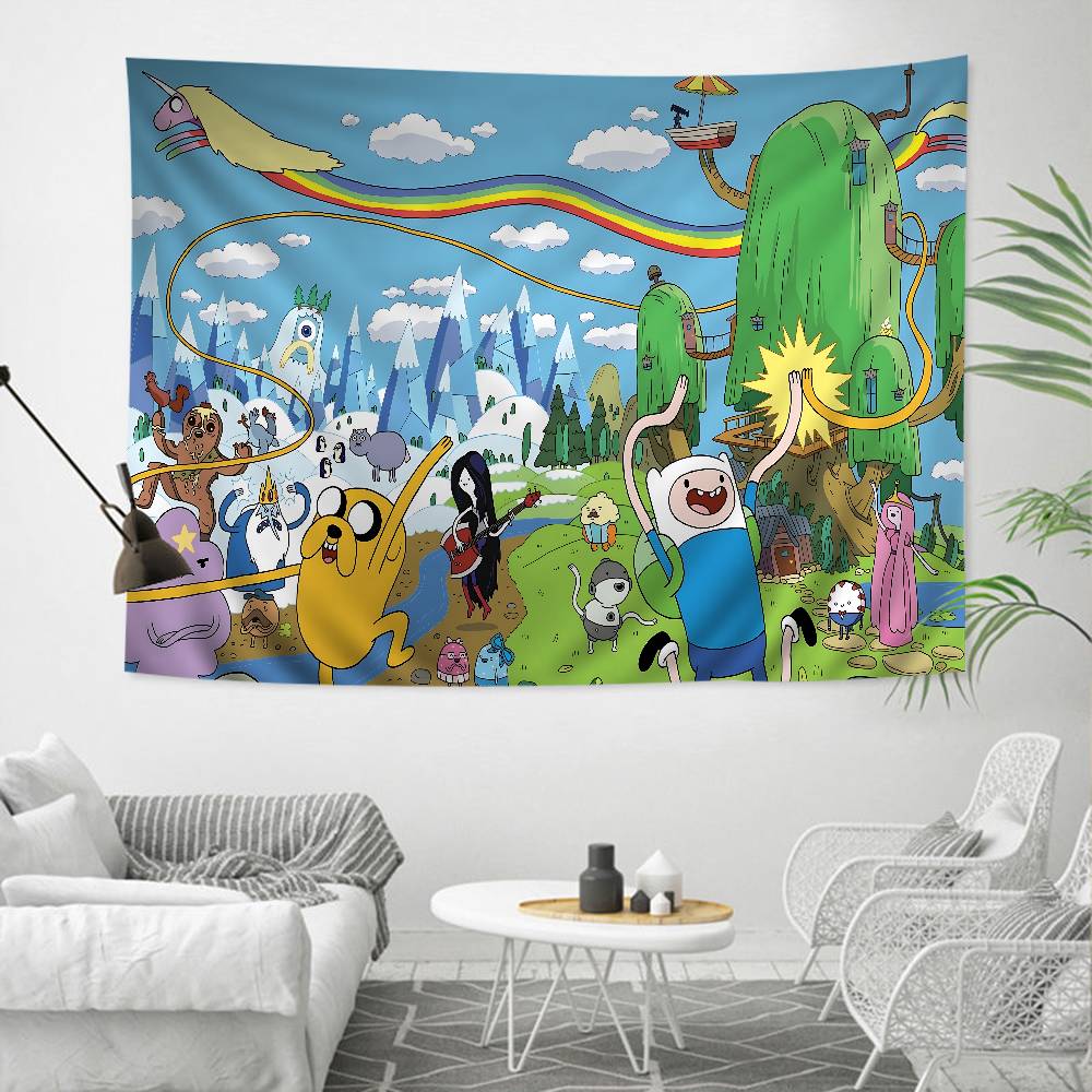 AAdventures Cartoon Time Anime Printed Large Wall Tapestry Cheap Hippie Wall Hanging Bohemian Tapestries Mandala INS Home Decor
