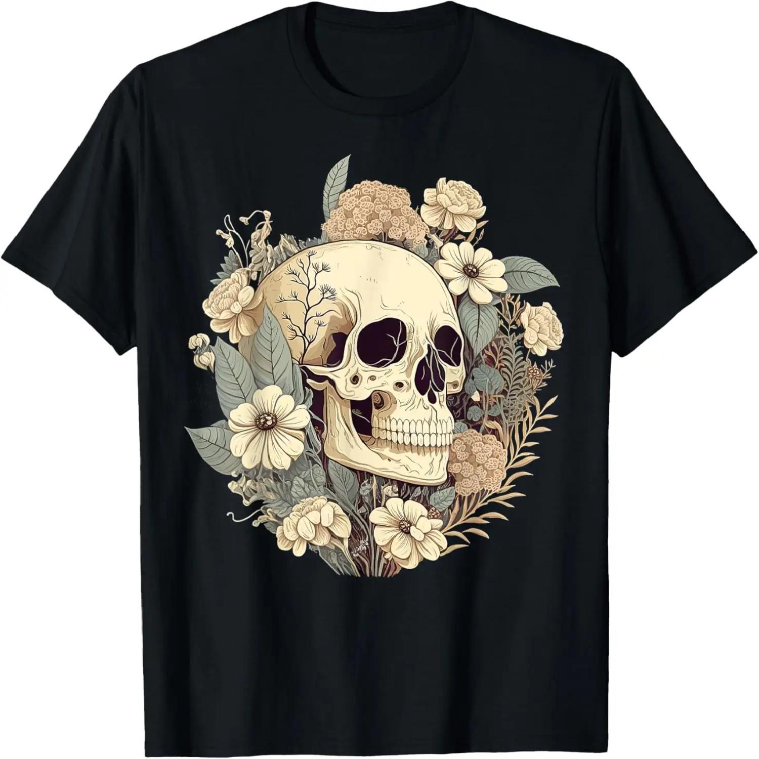 

Cute Cottagecore Floral Skull Aesthetic Girls Women Graphic T-Shirt XXXXXL чорний