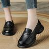 2026 Autumn New Comfortable Round Head Leather Versatile Fashion Women's Shoes Thick Heel Mother Shoes