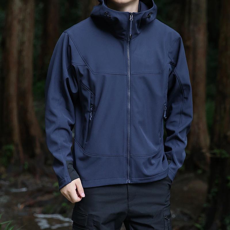 Large Men's Soft Shell Windproof Outdoor Jacket with Detachable Lining