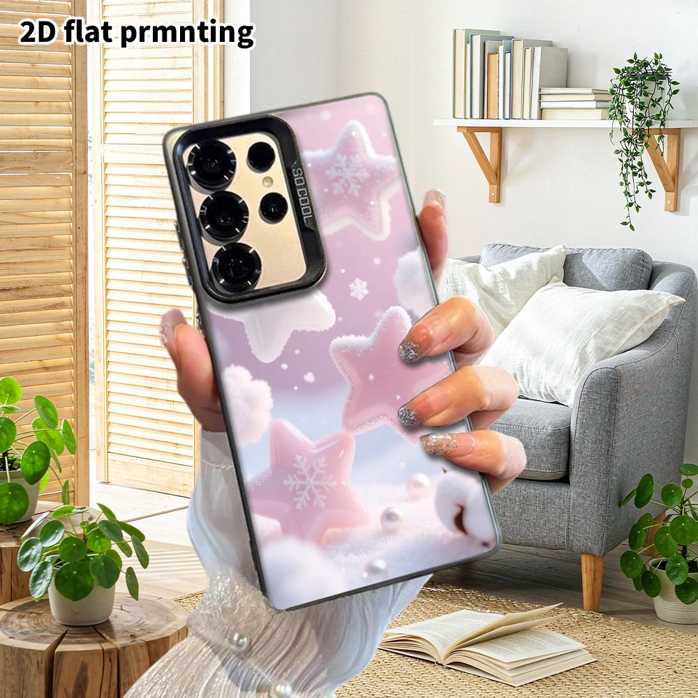 Phone Case: 2D Flat Samsung Galaxy A34 A35 M05 M06 S20 S22 S21 FE Plus 5G Protective Case, Couples Style, Frosted Stars, Christmas and Halloween Gift