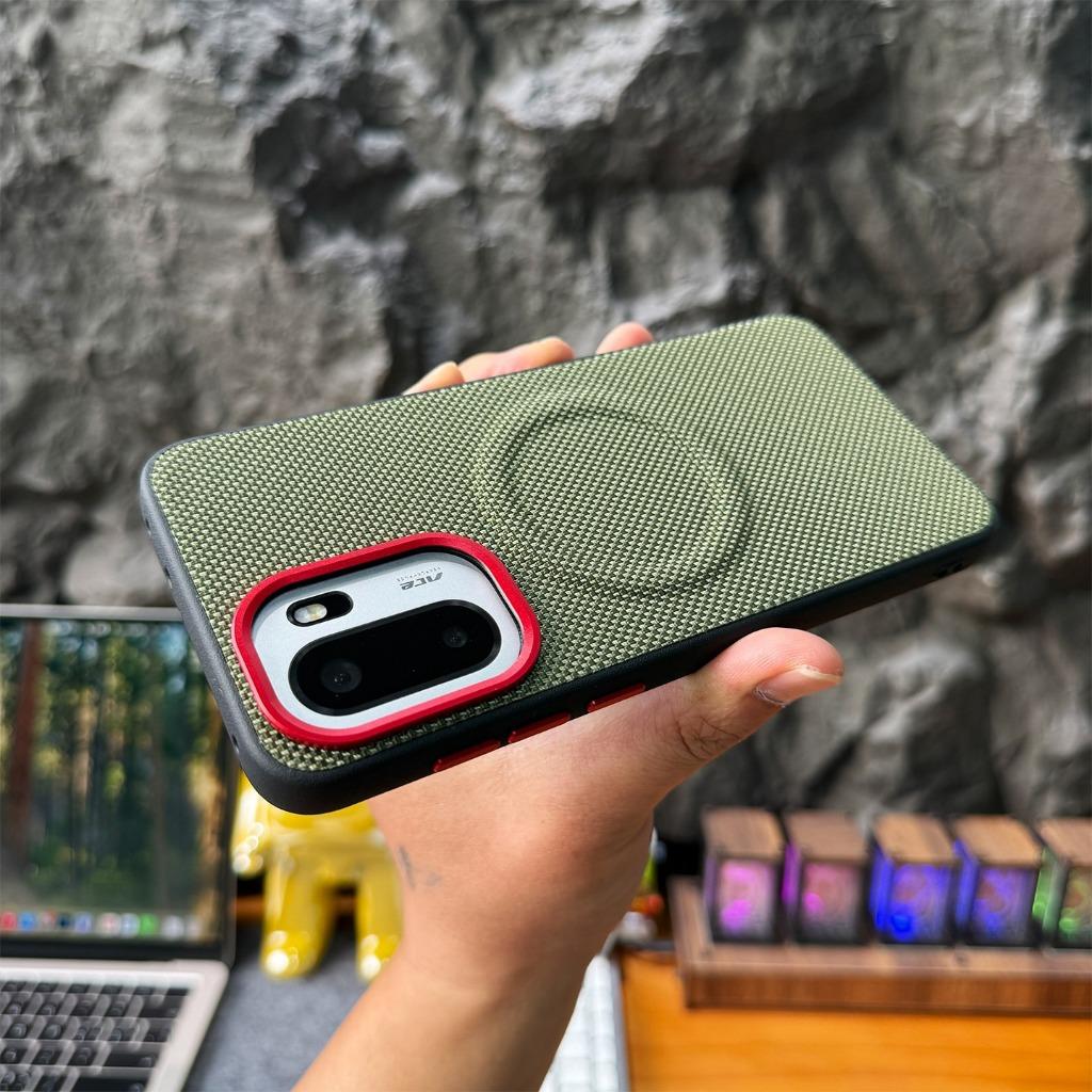 Magnetic Nylon Woven Case For OnePlus ACE 6 Ultra 6T ACE 5 Pro 13 13T 13R 13S 15 15R Turbo 6 Metal Buttons Matte Leather Cover