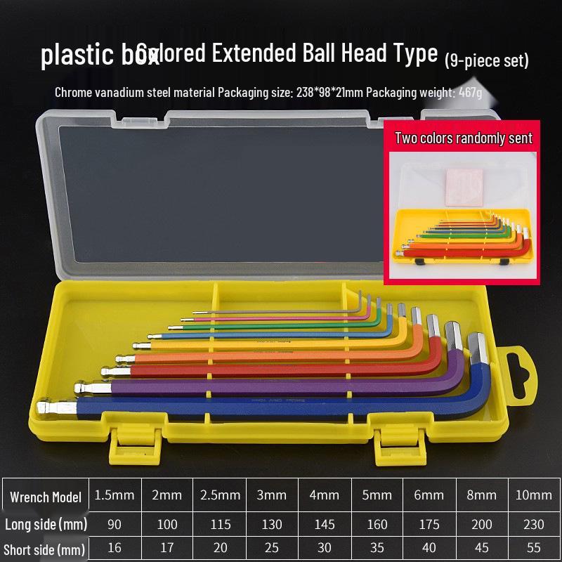 Colored Hex Wrench Set: Multi-Functional 6-Sided Screwdriver with Extended 6-Key Design