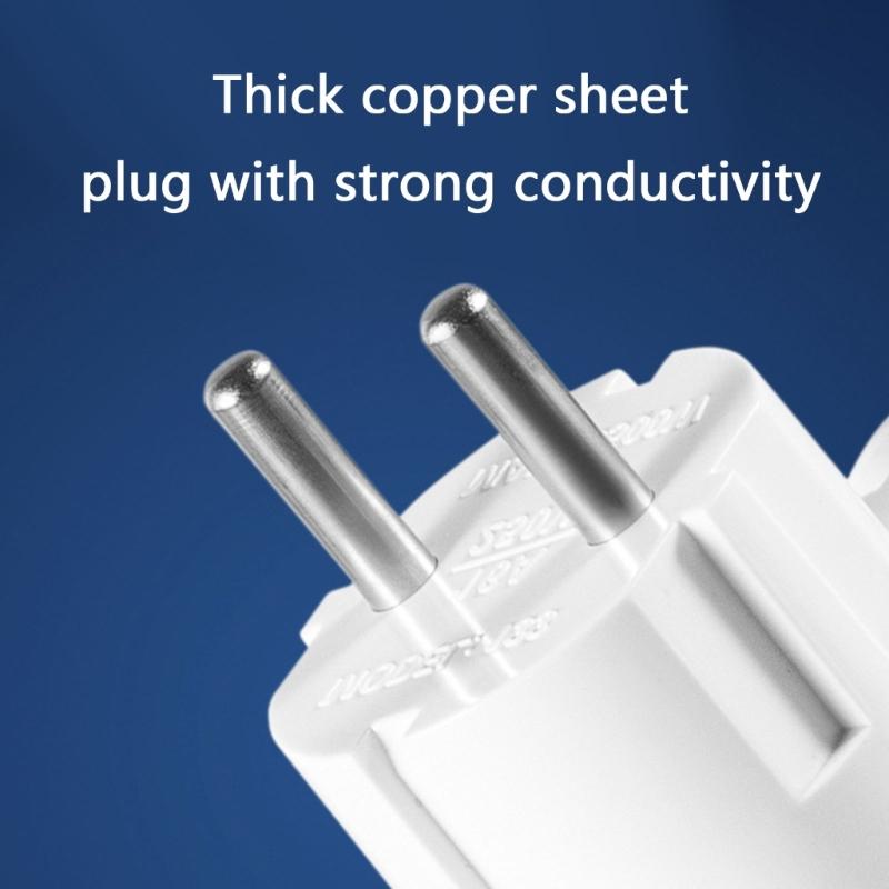 Portable EU Plugs Converters Power Adapter Expands To Three Outlets for Home Office and Travel 16A 250V Travel Plugs