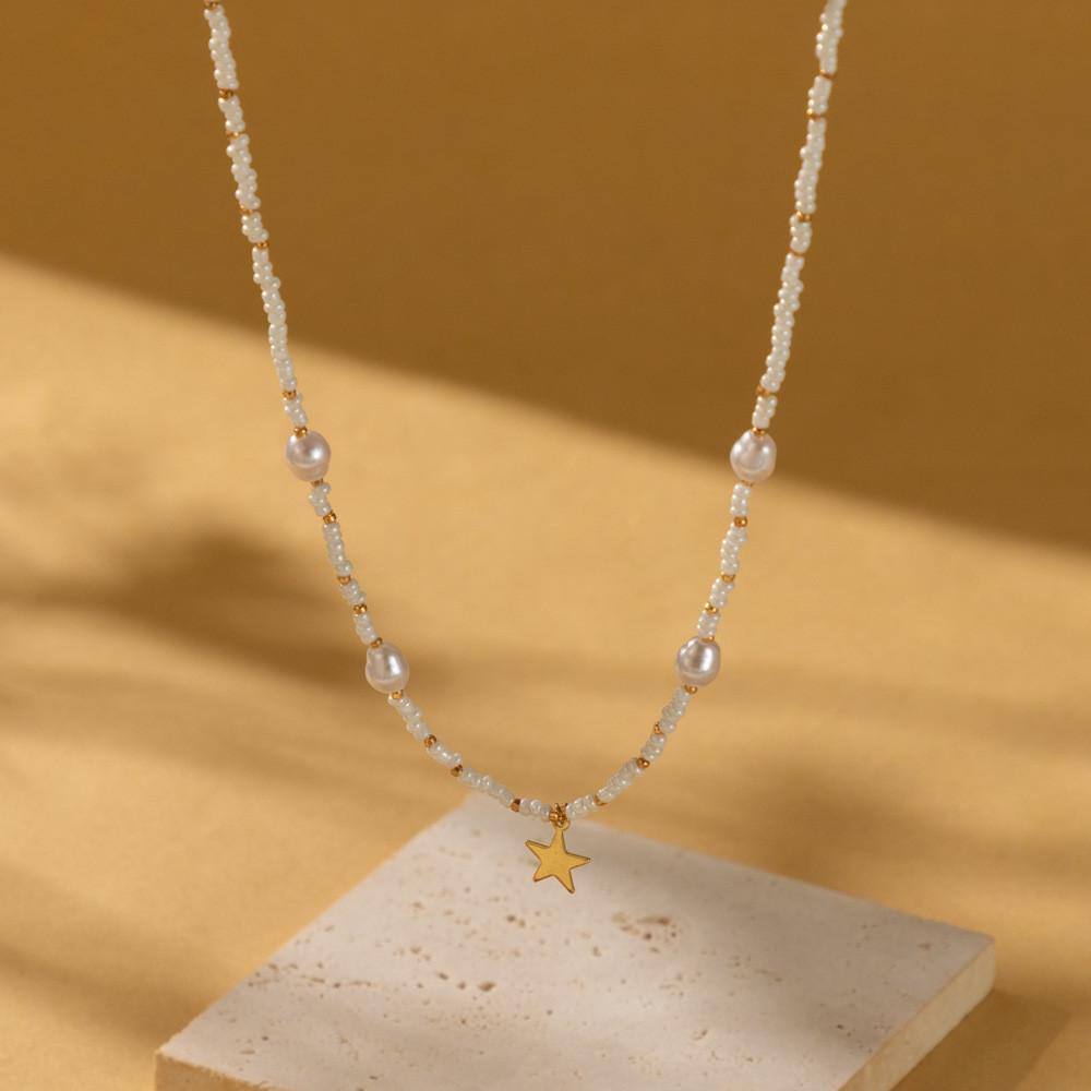 Creative Star Shaped Irregular Imitation Pearl Necklace For Women Stylish Jewelry