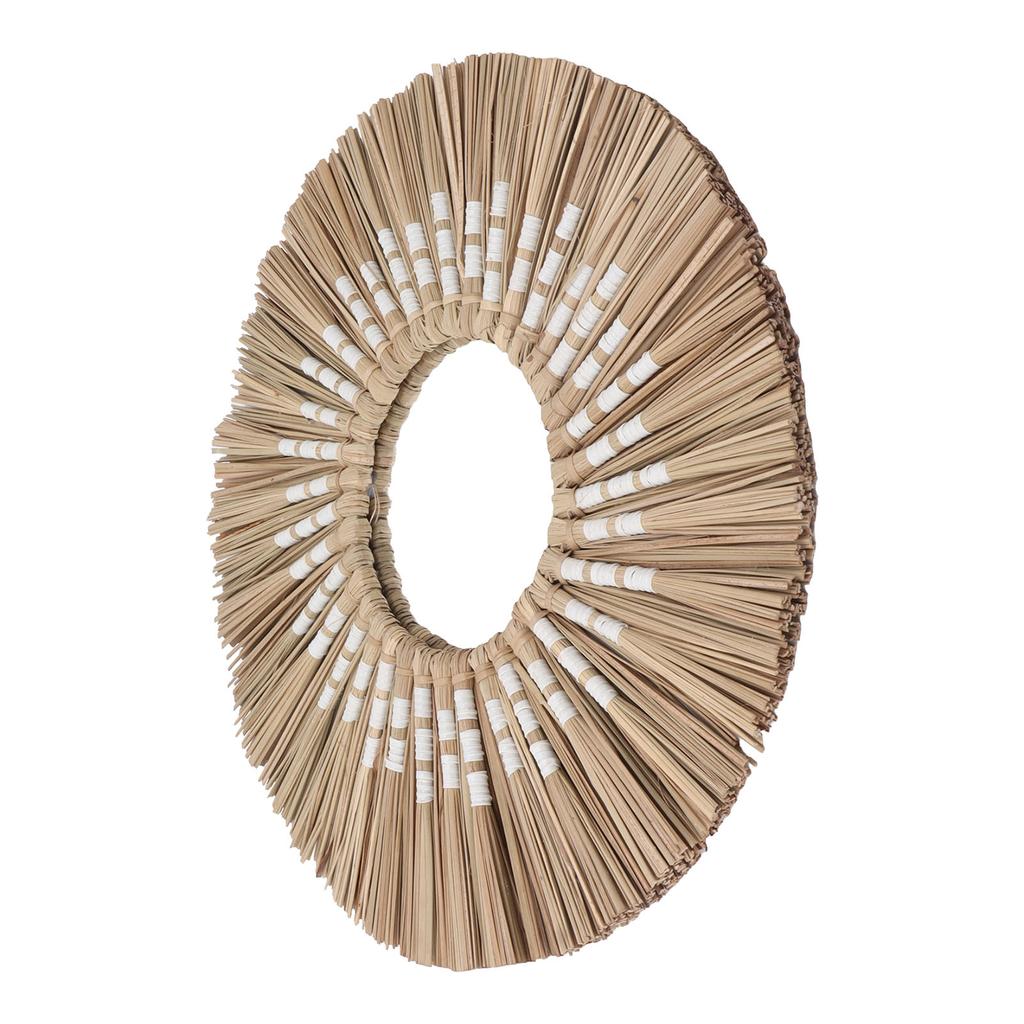 Seagrass Wall Mirror Hand Woven Decorative Round Seagrass Hanging Mirror for Entryway Bedroom Bathroom Original Color