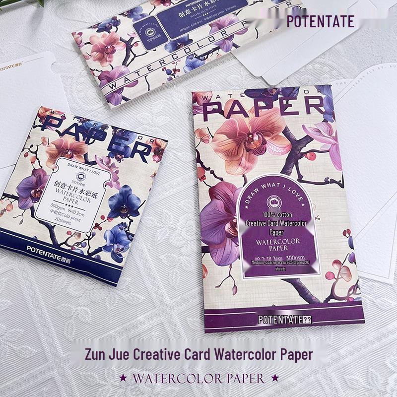 Zun Jue 300g Cotton Medium Rough Texture Watercolor Paper - DIY Blank Postcard Card.