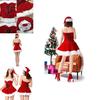 Festive Mini Red Velvet Costume Outfit For Women Featuring Santa Claus Design And Hat
