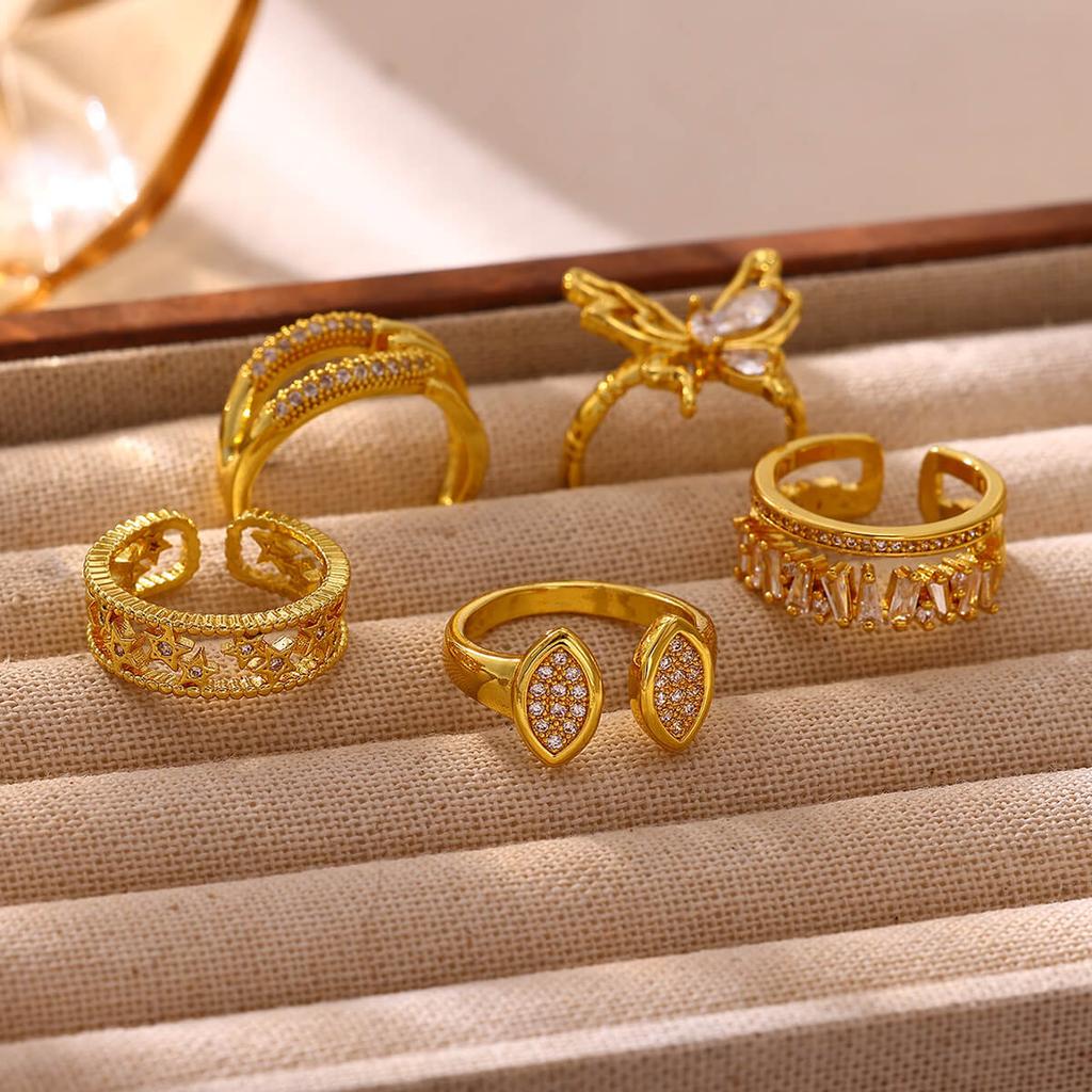 Gold Color Mini Star Double-Layer Anillos For Women Waterproof Chic Geometry CZ Ring Fashion Rings Party Jewelry Gift New 2026