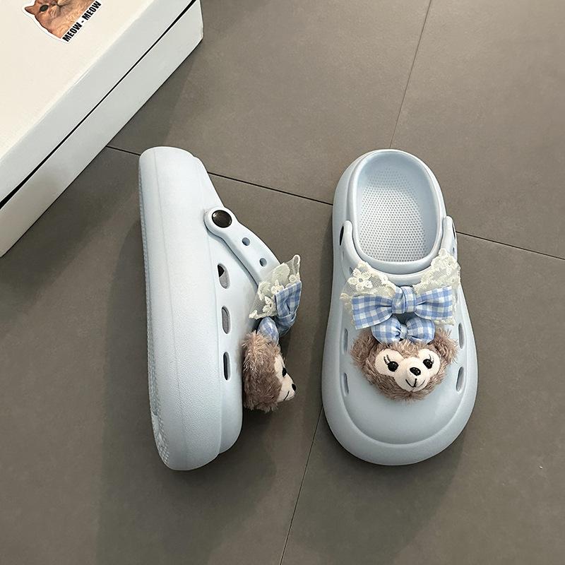 SSBL Bow Sydney Bag Head Half Slippers Women's Outer Wear 2025 Spring and Summer New Hole Shoes Two Wear Sandals
