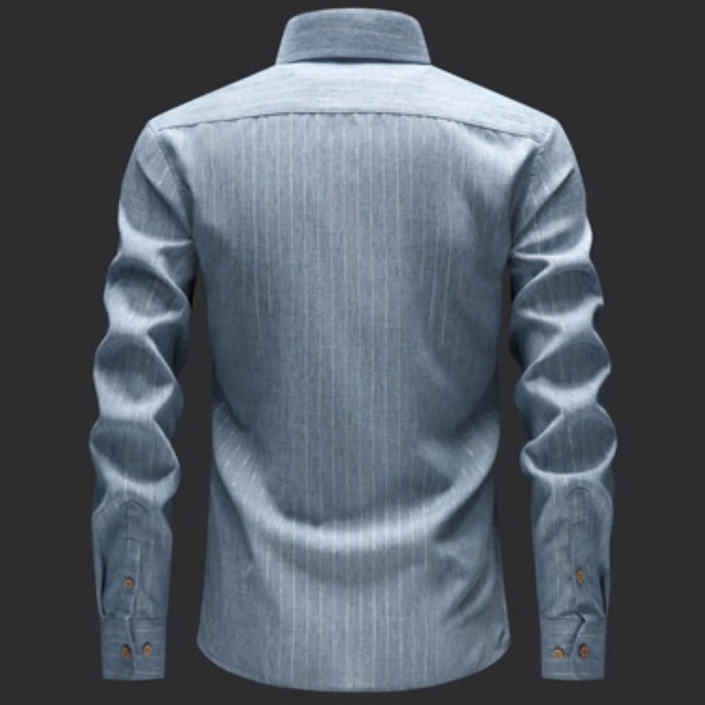 Men's Casual And Trendy Digital Print Gold Thread Striped Long,sleeved Lapel Button,down Shirt