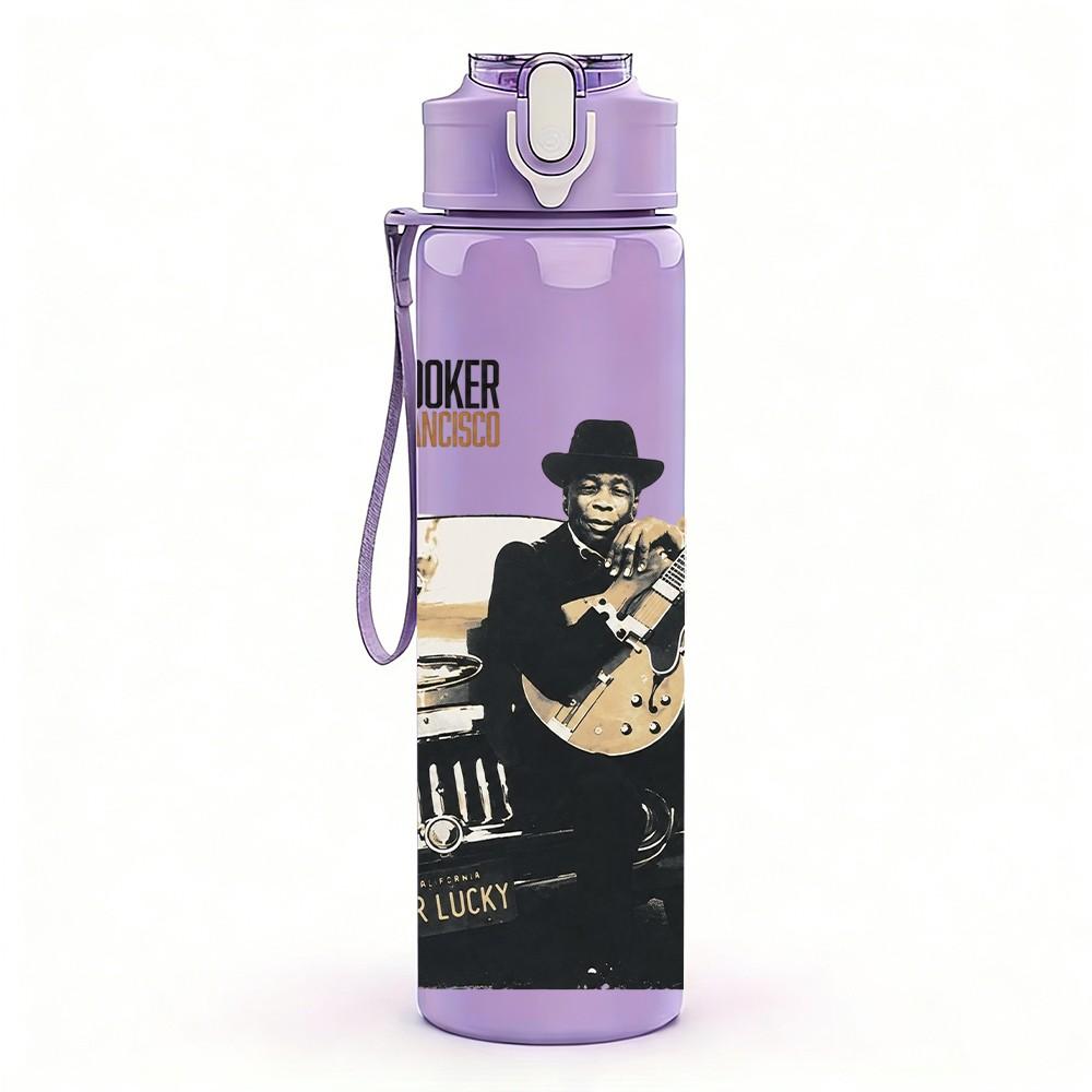 1PC Retro Male Musician 750ml Sports Water Bottle Leakproof Straw Lid Outdoor Office Home