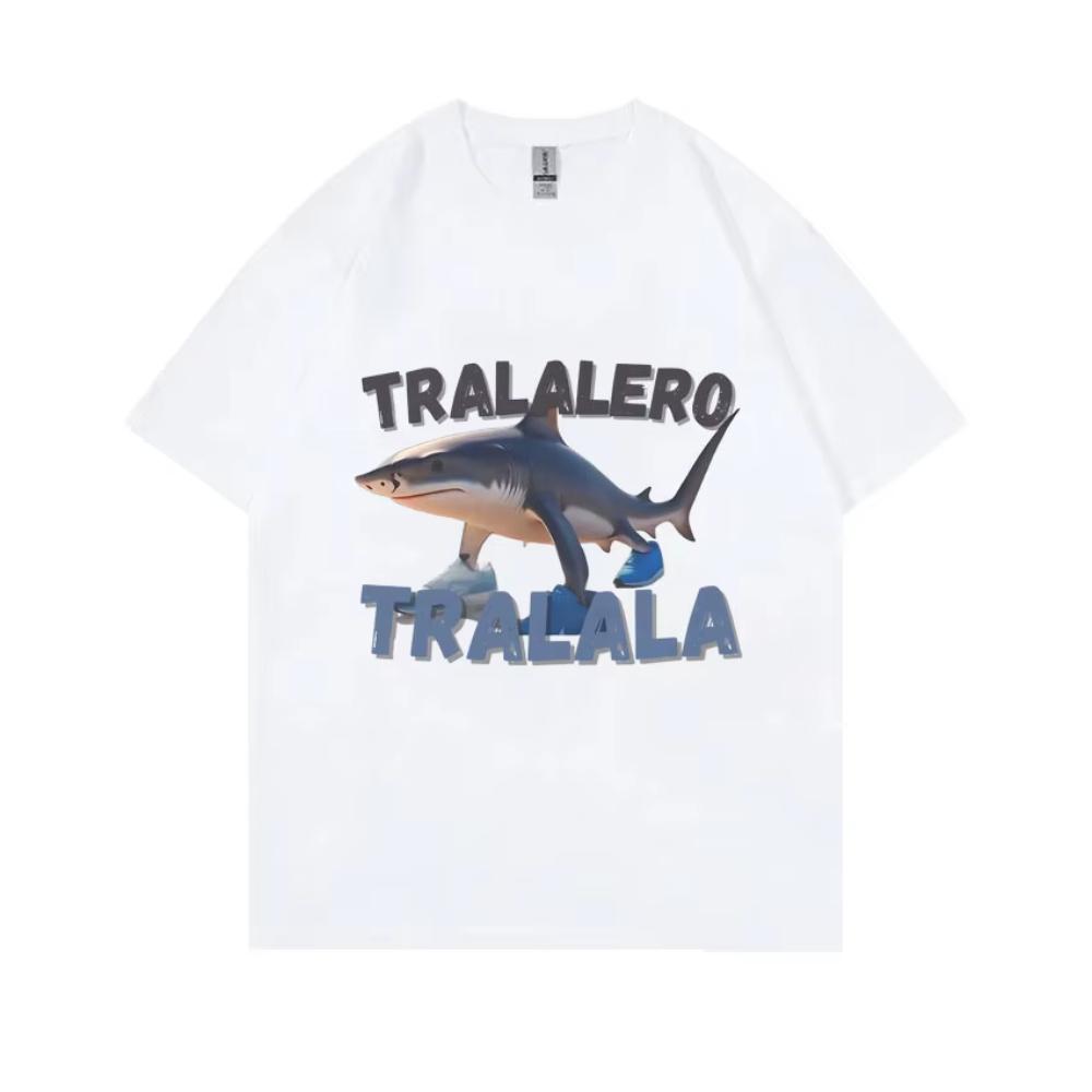 Tralalero Tralala Funny Shark with Shoes Meme Tshirts Unisex Women Casual Cotton Vintage T Shirt Hilarious Brain Rot Memes T Shirt M